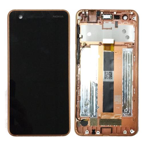 Модуль телефона Nokia 2 (дисплей+тачскрин) с рамкой (розовое золото) б/у