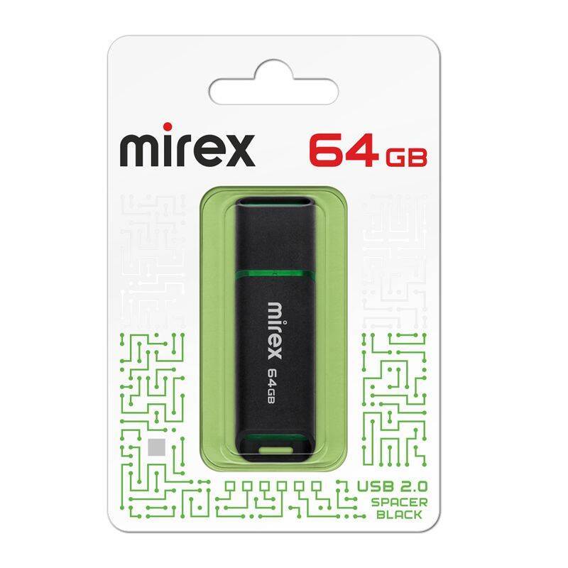 Flash USB Mirex 64 ГБ Mirex SPACER BLACK 64GB (ecopack)