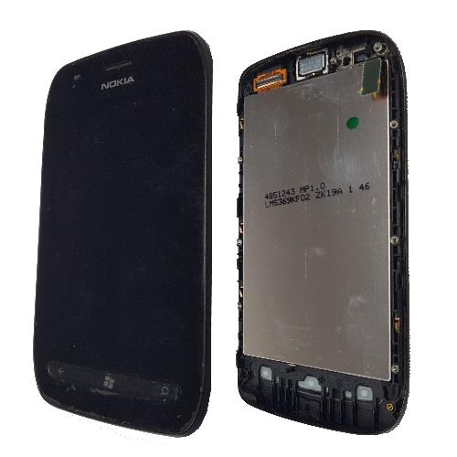 Модуль телефона Nokia Lumia 710 в рамке (дисплей+таскрин) черный оригинал б/у