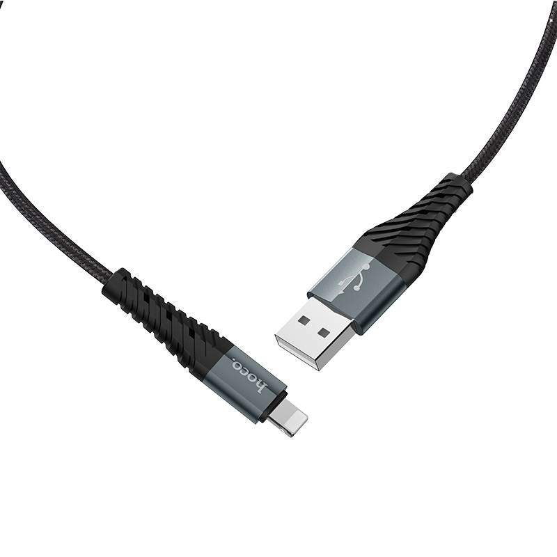 Кабель USB - Lightning HOCO X38, 2,4A (черный) 1м (в оплетке)