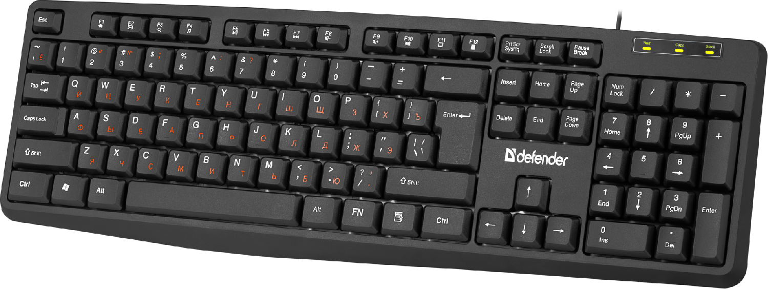 Клавиатура м/медиа Defender Concept HB-164 RU (черн.) (104+FN), USB, 1.8m