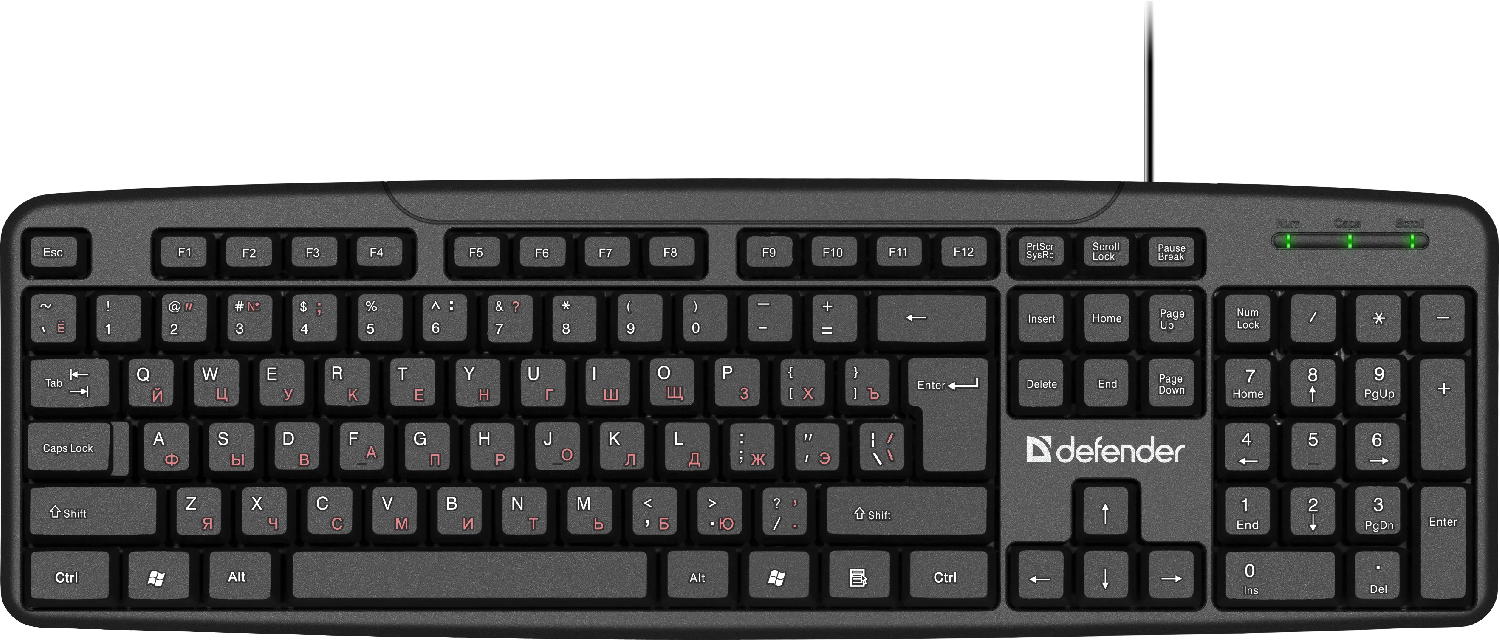 Клавиатура м/медиа Defender Astra HB-588 RU (черн.) (104+20кн), USB,1,8м