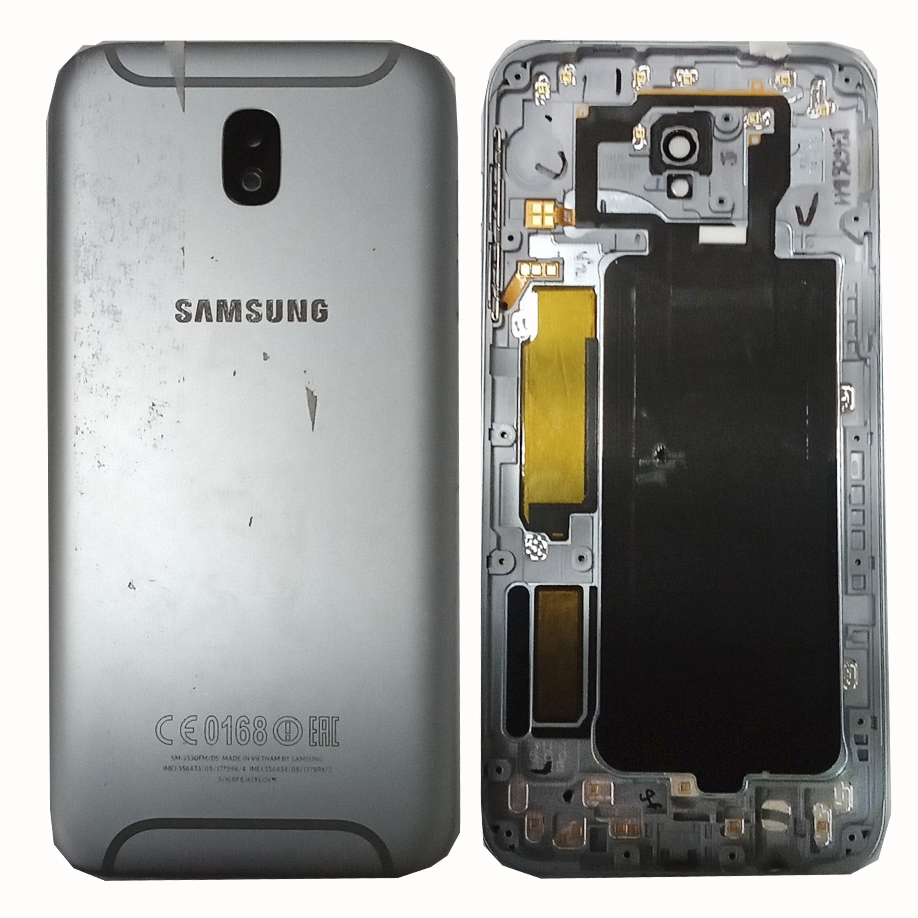 Задняя крышка телефона Samsung J530 Galaxy J5 2017 серая оригинал б/у