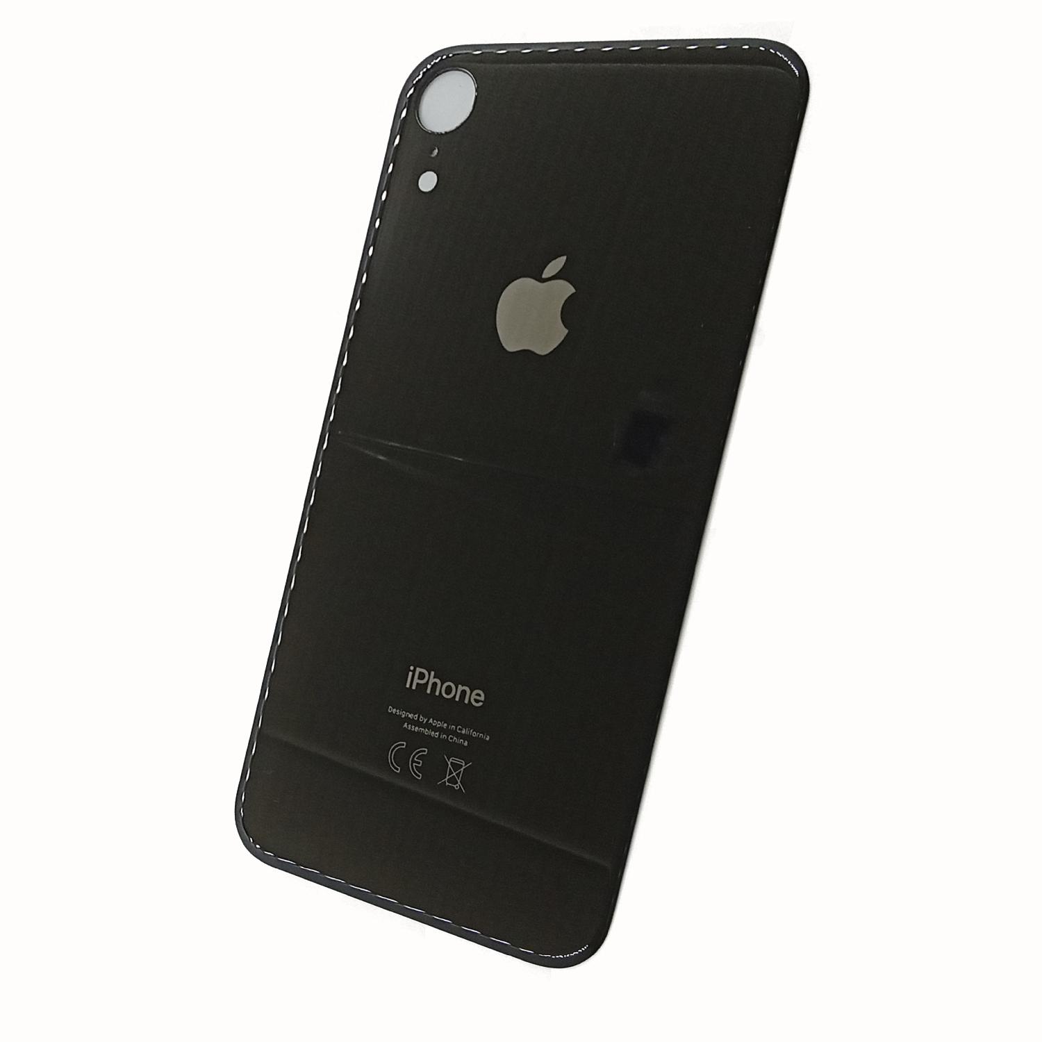 Задняя крышка телефона iPhone XR (стекло) с увеличенным вырезом черная