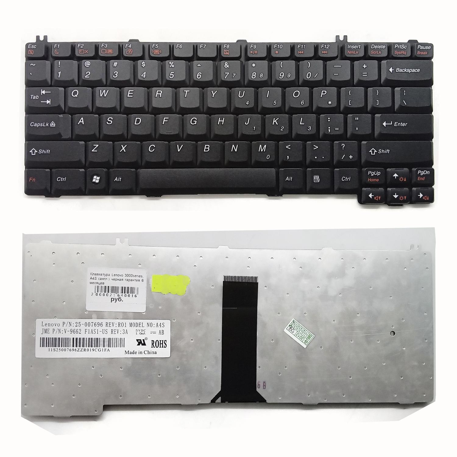 Клавиатура ноутбука Lenovo 3000series, A4S (англ.) черная