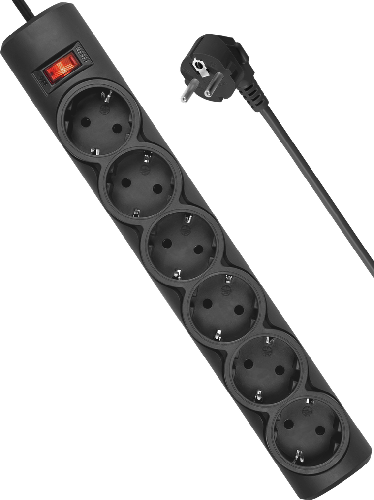 Сетевой фильтр Defender DFS-153 (6 роз.), 3.0m, черн. box-30 99495