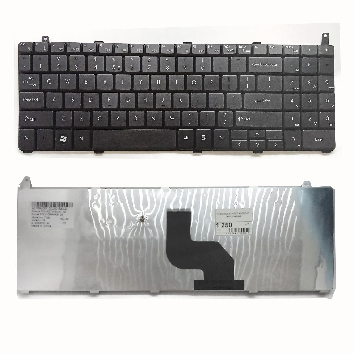Клавиатура ноутбука Hasee A500/550 (англ.) черная