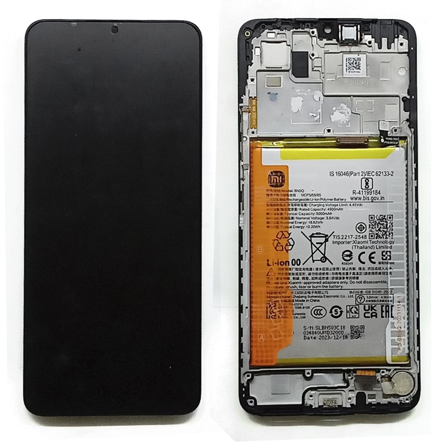 Рамка дисплея телефона Xiaomi Redmi 13C черная оригинал