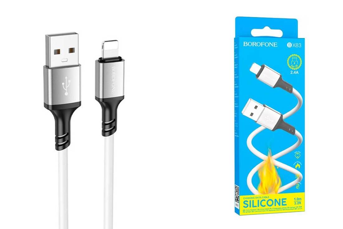 Кабель USB - Lightning BOROFONE BX83 2,4A (белый) 1м (силиконовый)