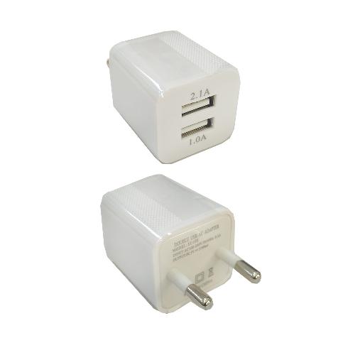 Сетевое зарядное устройство-2USB 2A/1A кубик белый