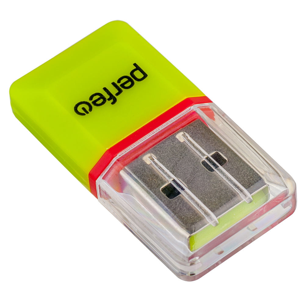 Картридер Perfeo Card Reader Micro SD, (PF-VI-R008 Green) зелёный