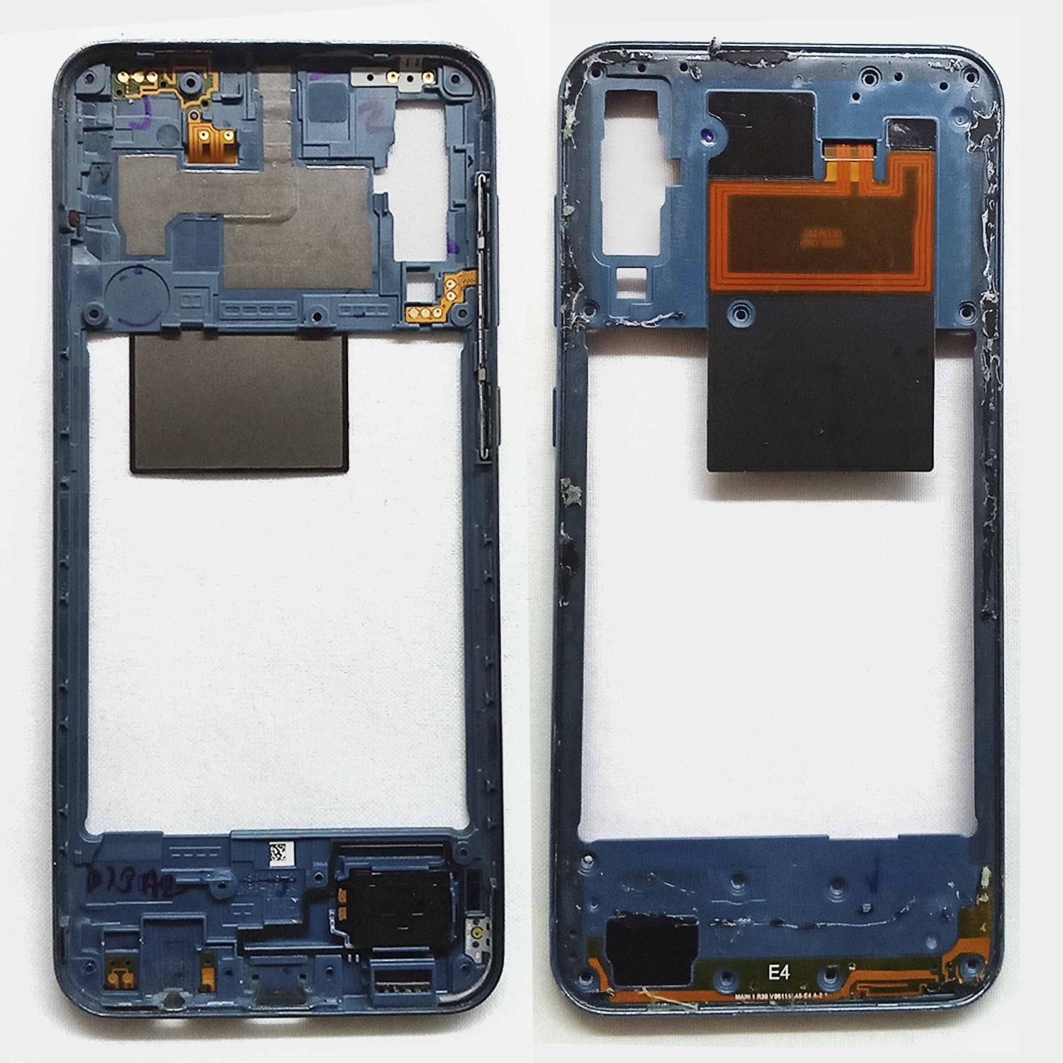 Рамка дисплея телефона Samsung A505F Galaxy A50 синяя б/у