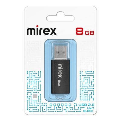Flash USB Флешка USB 2.0 Mirex UNIT BLACK 8GB (ecopack)