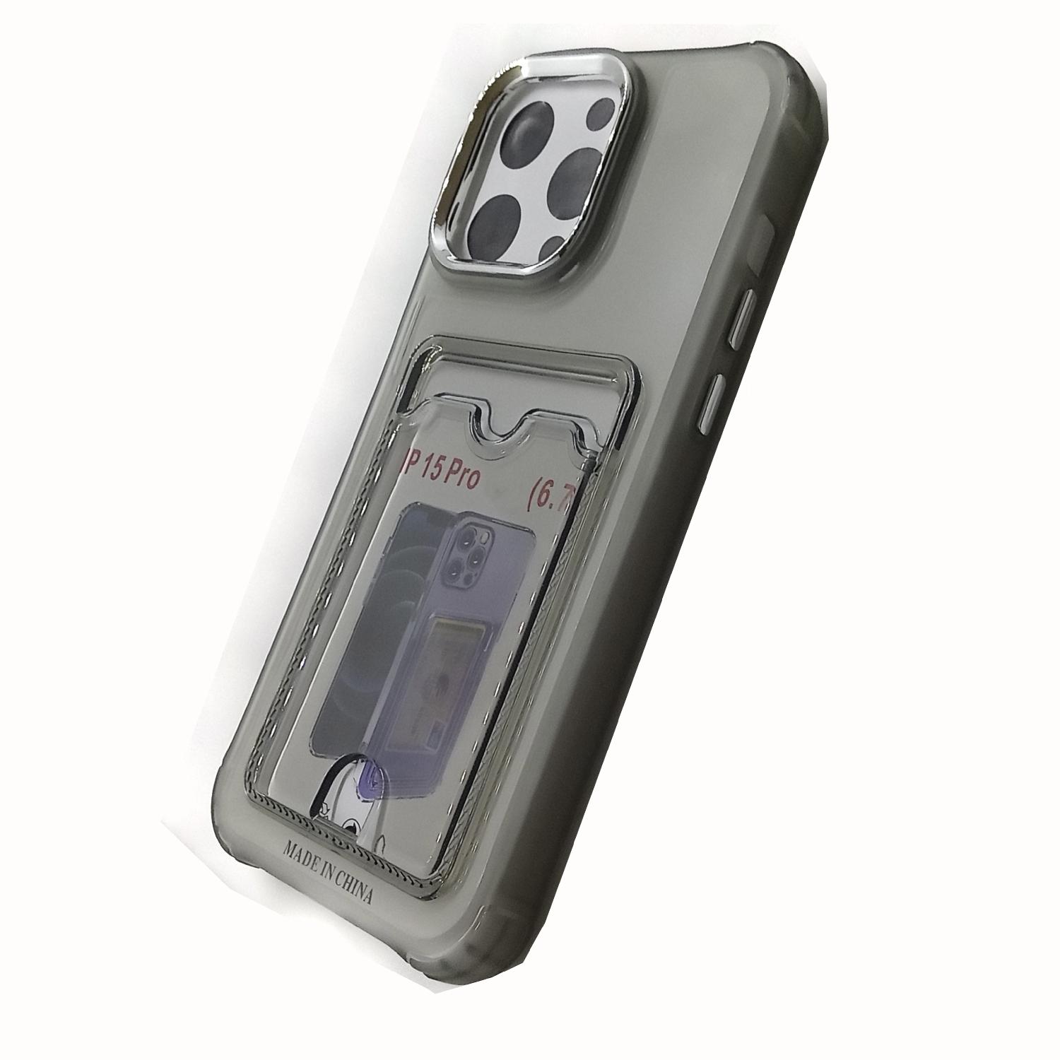 Чехол iPhone 15 Pro TPU Card Ultra (тонированный черный)