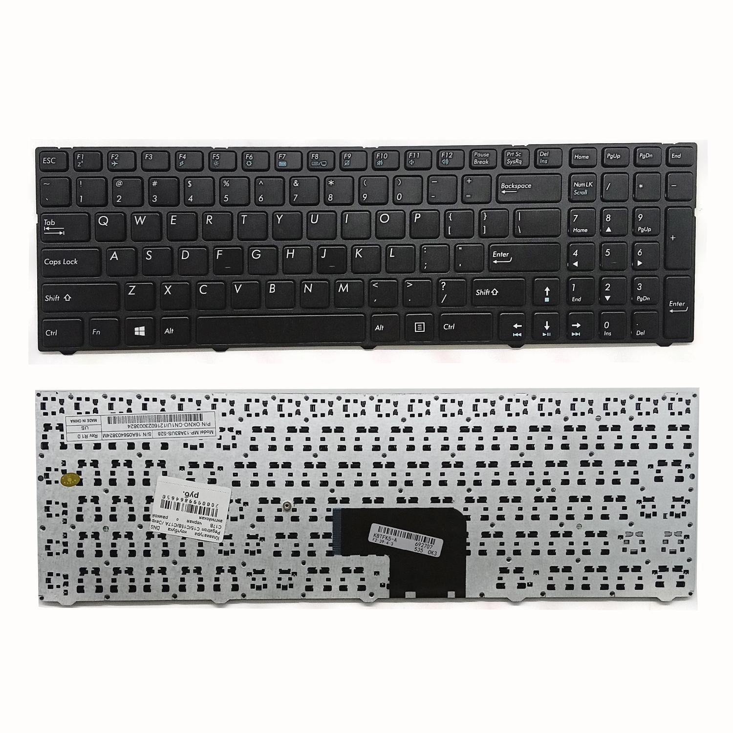 Клавиатура ноутбука DNS Pegatron C15/C15B/C17A /Dexp C17B черная с рамкой английская