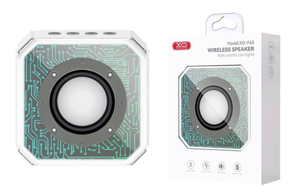 Портативная беспроводная колонка XO F60 Mech Transparent Color Lights Sound 3W white