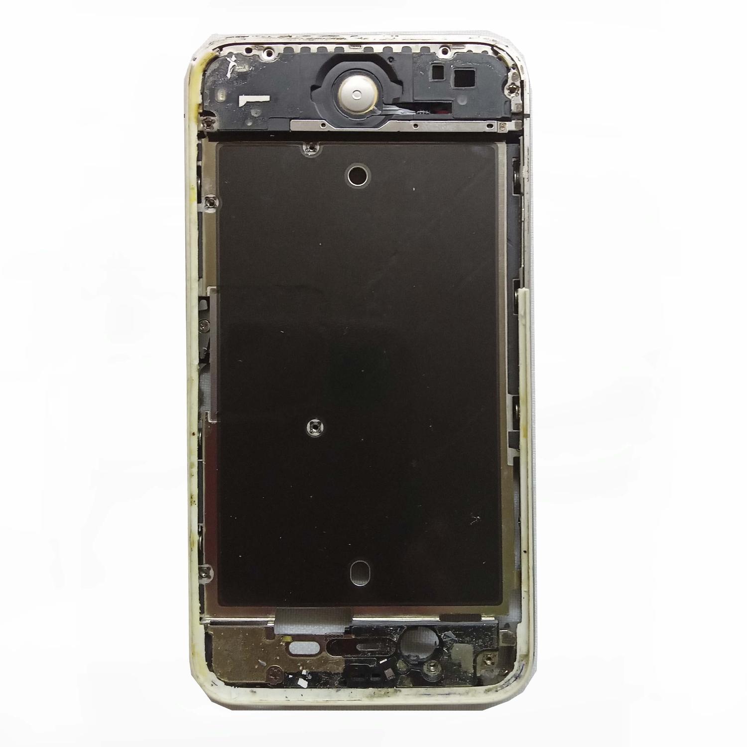 Корпус телефона iPhone 4S средняя часть с прижимными пластинами черная