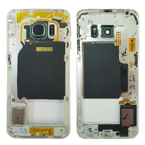 Корпус телефона Samsung G925F Galaxy S6 edge средняя часть серебро оригинал б/у