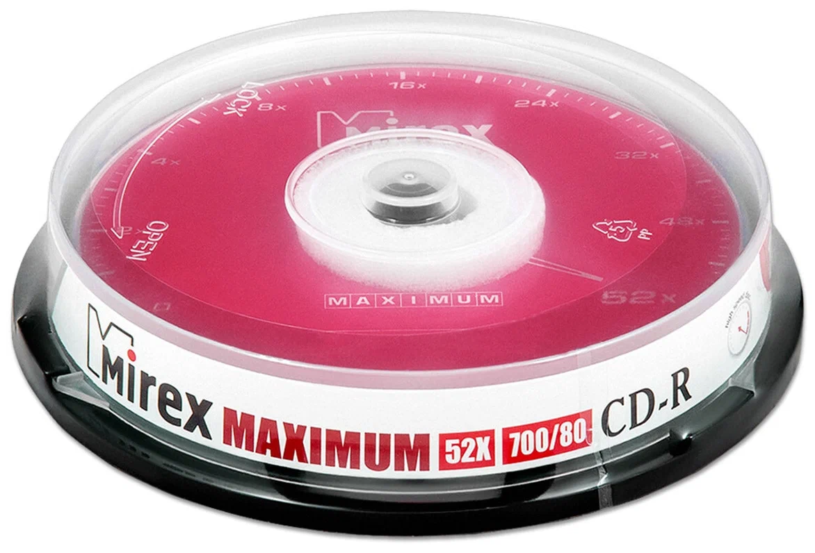 Диски CD-R Mirex 700mb 52x Maximum ,Cake (10)