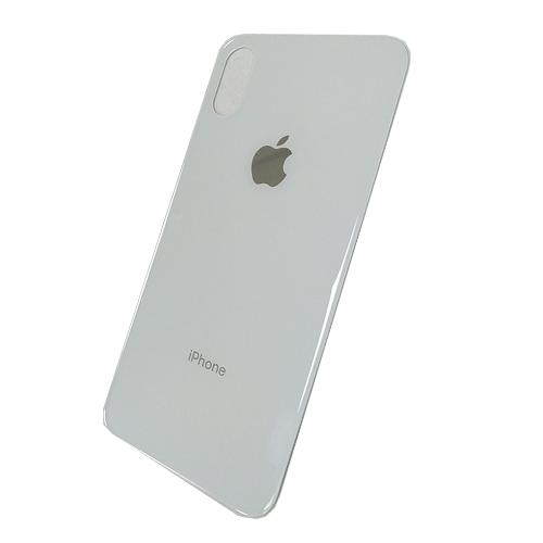 Задняя крышка телефона iPhone X (стекло) c увеличенным вырезом под камеру белая