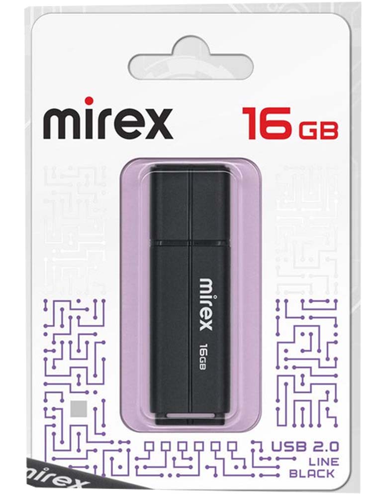Flash  USB 2.0 Mirex LINE BLACK 16GB (ecopack)