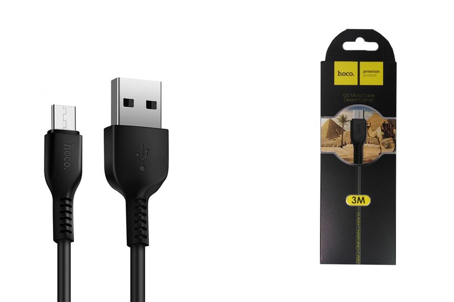 Кабель microUSB - USB Hoco X20 черный, 3м