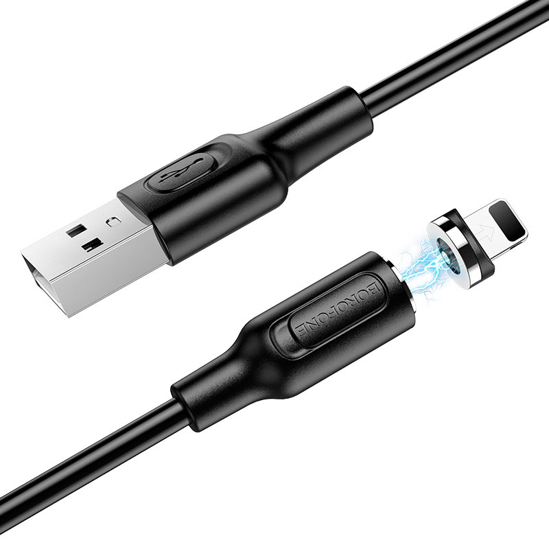 Кабель USB - Lightning BOROFONE BX41, 2,4A (черный) 1м (магнитный)