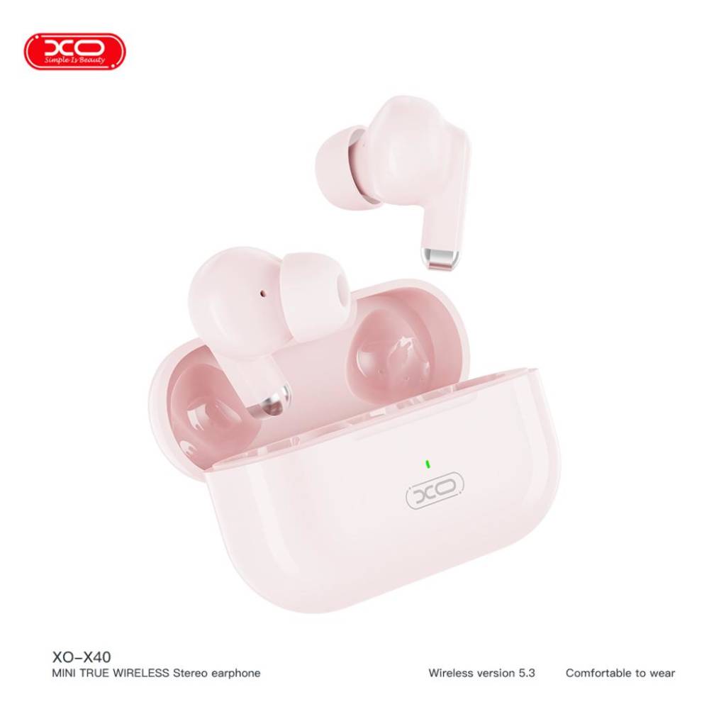 Наушники вакуумные беспроводные XO X40 Nuoke TWS Bluetooth Headset pink