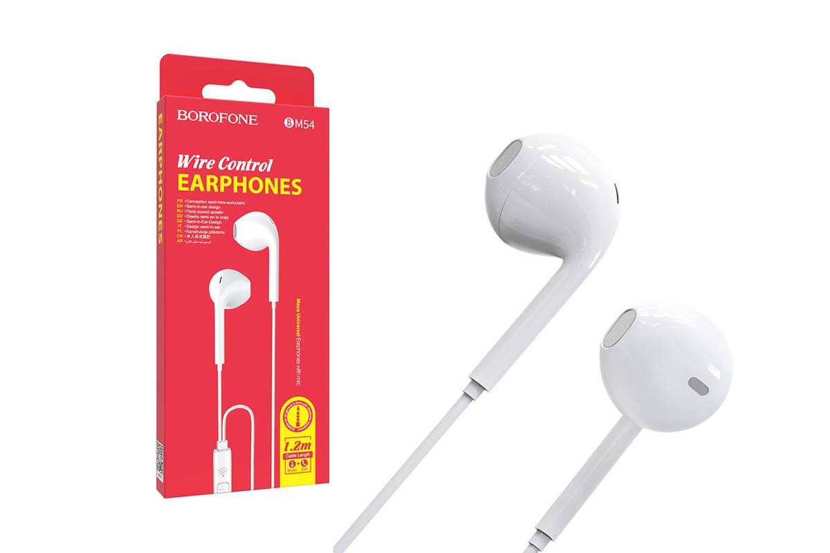 Наушники вакуумные проводные BOROFONE BM54 Maya Universal earphones (белый)