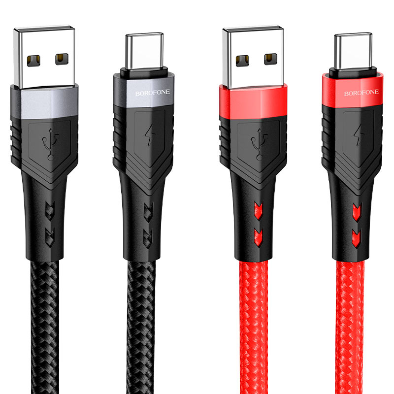 Кабель USB - USB Type-C BOROFONE BU35, 2,4A (черный) 1,2м (в оплетке)