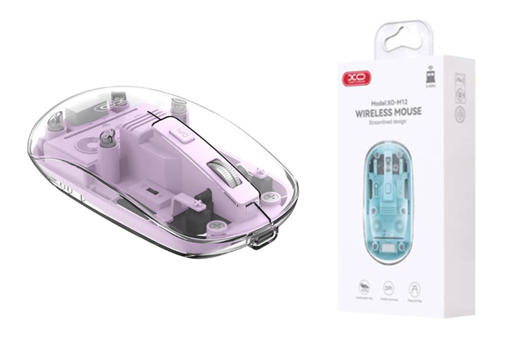 Мышь беспроводная XO M12 Bluetooth wireless transparent mouse Purple