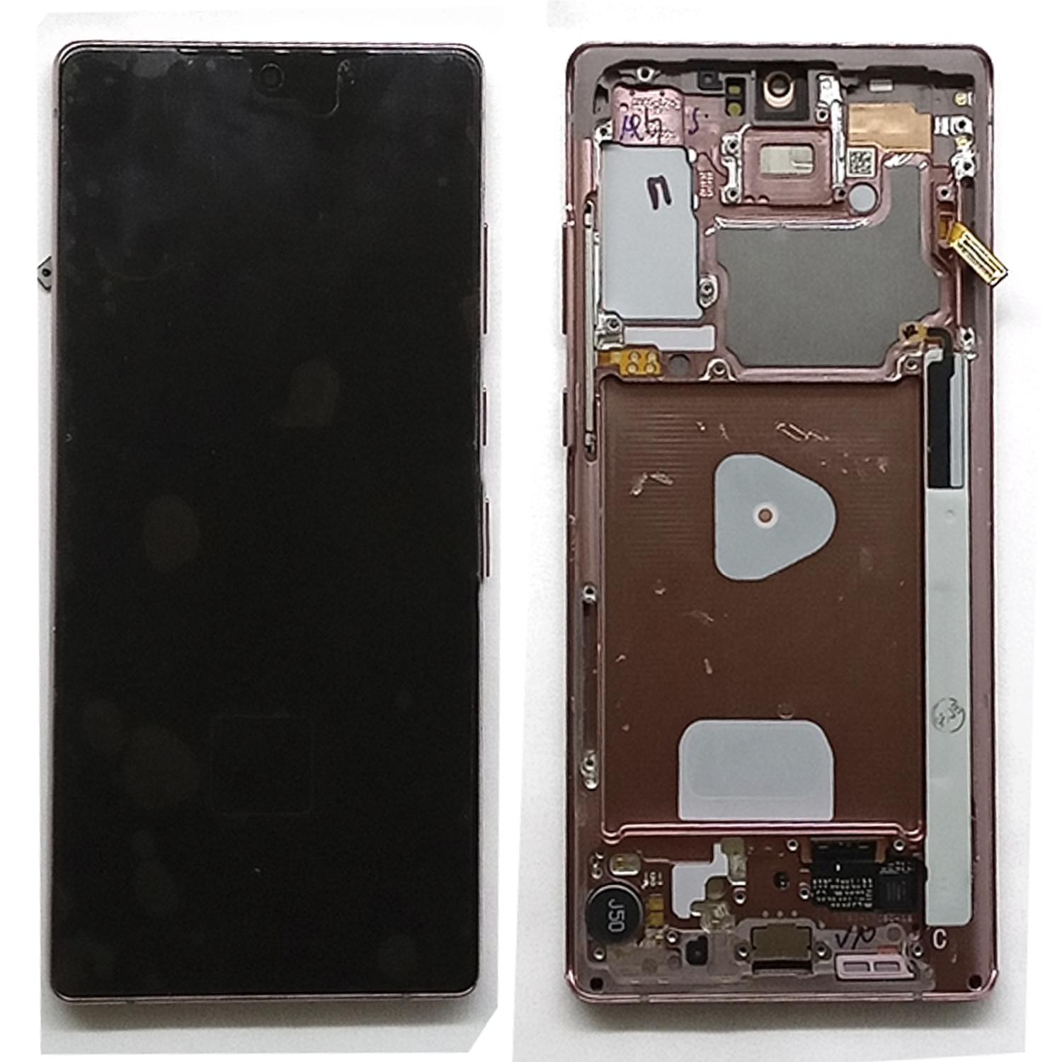 Модуль телефона Samsung N980 Galaxy Note 20 (дисплей+тачскрин) с рамкой оригинал бронза