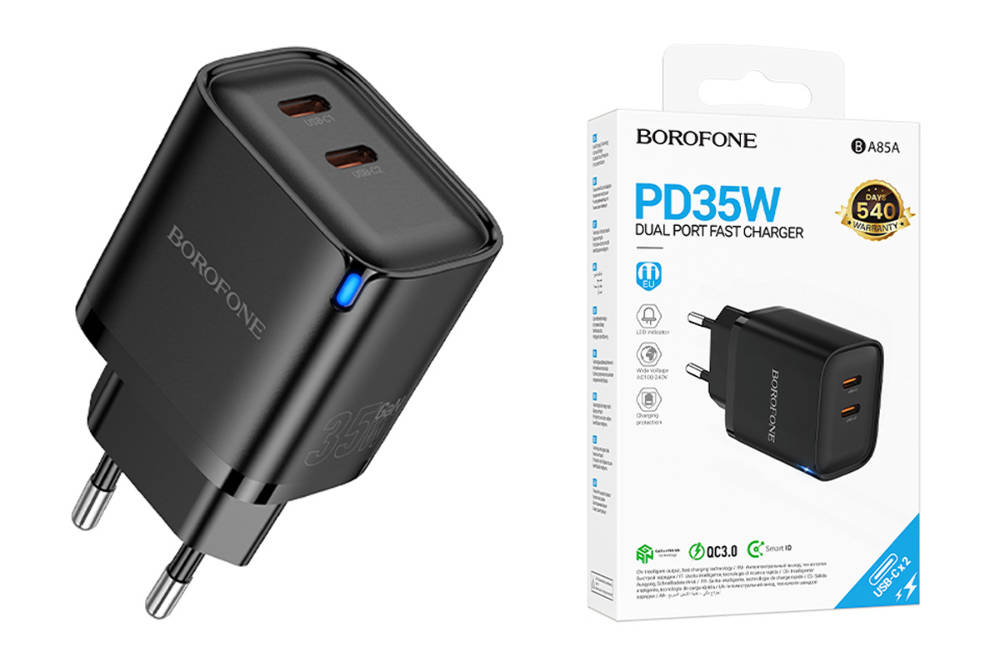 Сетевое зарядное устройство USB-C BOROFONE BA85A PD35W (черный)