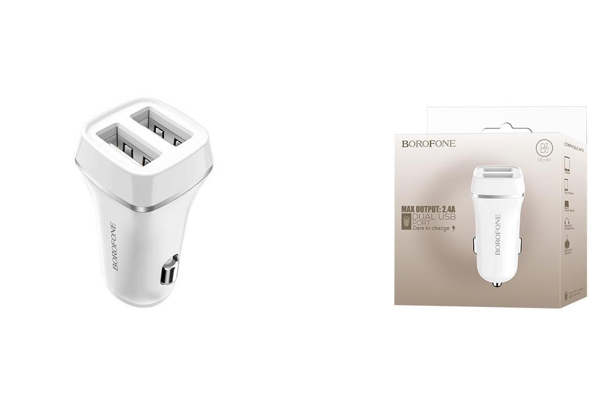 Автомобильное зарядное устройство АЗУ 2USB BOROFONE BZ2 Joyroad 2400 mAh (белый)