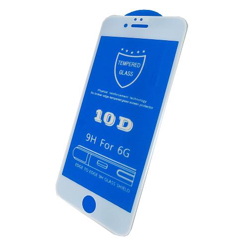 Защитное стекло телефона iPhone 6/6S тех. упаковка белое 10D