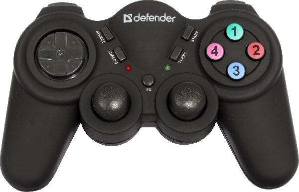 Б/проводной геймпад Defender Game Racer Wireless PRO (12прогр кн+2jsk+пер видов 8/напр), USB/PS1/PS2