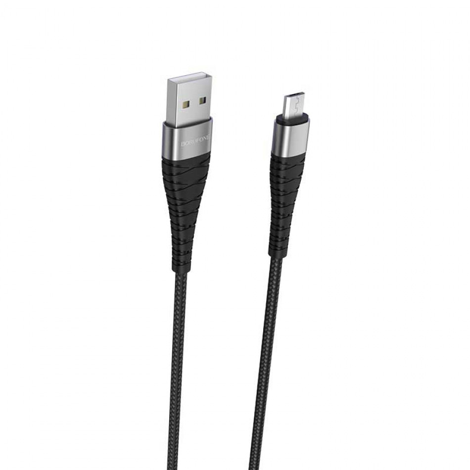 Кабель USB - MicroUSB BOROFONE BX32 2.4A (черный) 1м (в оплетке)