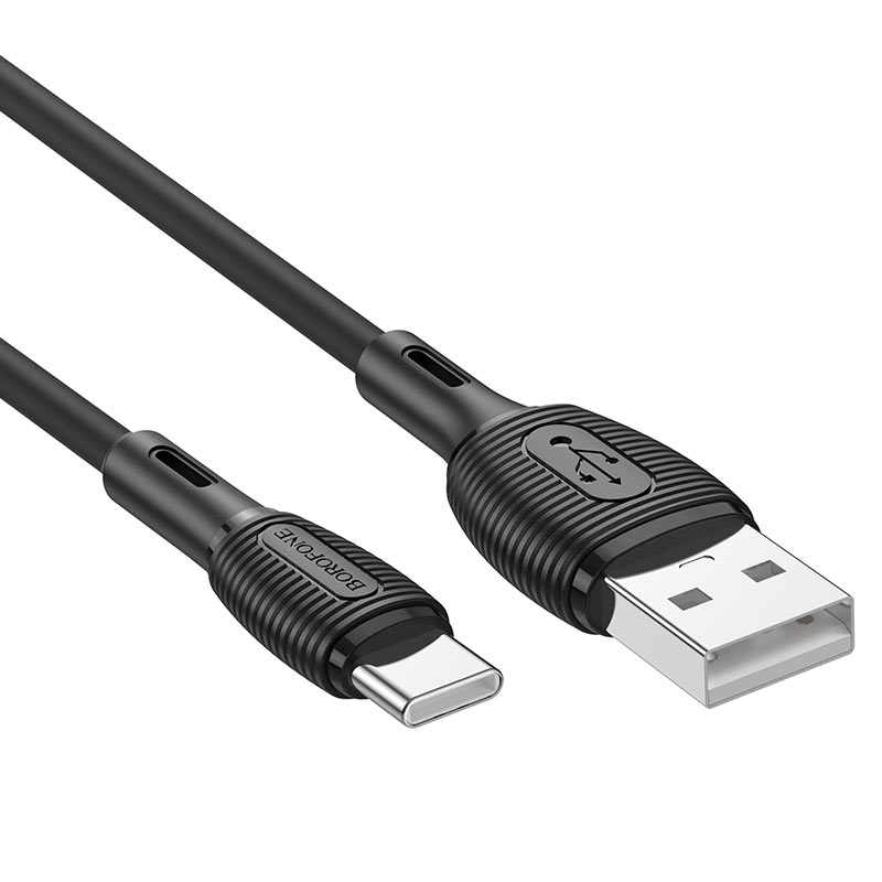 Кабель USB - USB Type-C BOROFONE BX86, 3A (черный) 1м (силиконовый)
