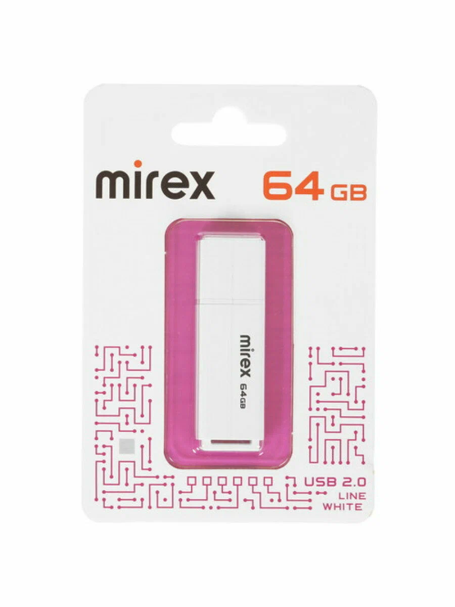Flash USB 2.0 Mirex LINE WHITE 64GB (ecopack)