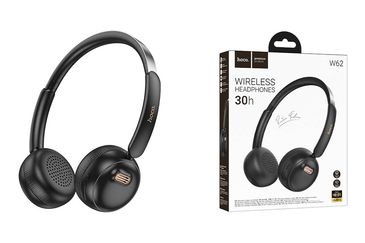 Наушники мониторные беспроводные HOCO W62 wireless headphones Bluetooth (черный)