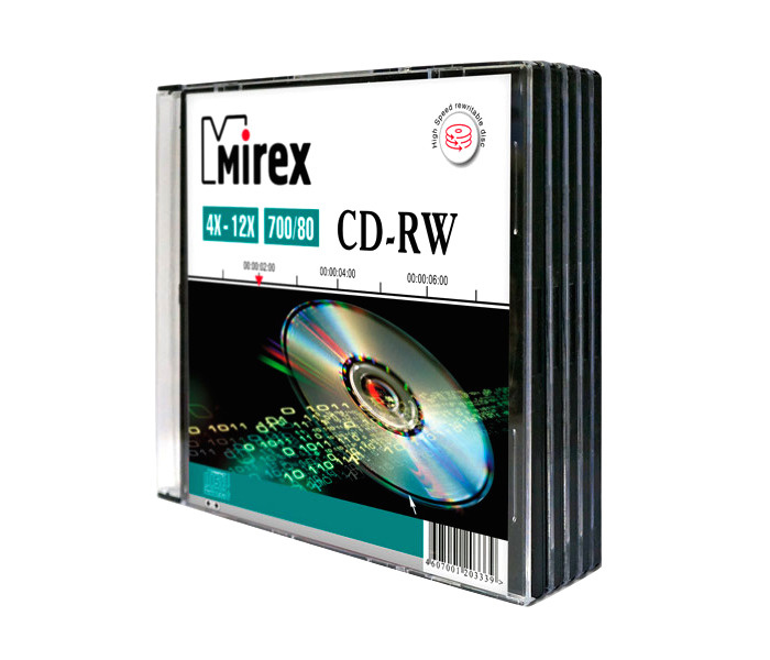 Диски CD-RW Mirex 700mb 12x Slim Case 1шт.