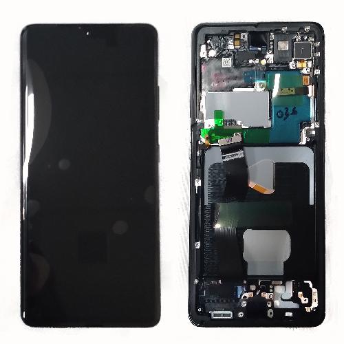 Модуль телефона Samsung G998F Galaxy S21 Ultra (дисплей+тачскрин) на раме Servis Pack серебристый