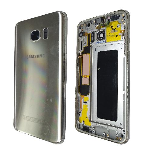 Корпус телефона Samsung G935F Galaxy S7 EDGE (задняя крышка + ср часть) серебро оригинал б/у