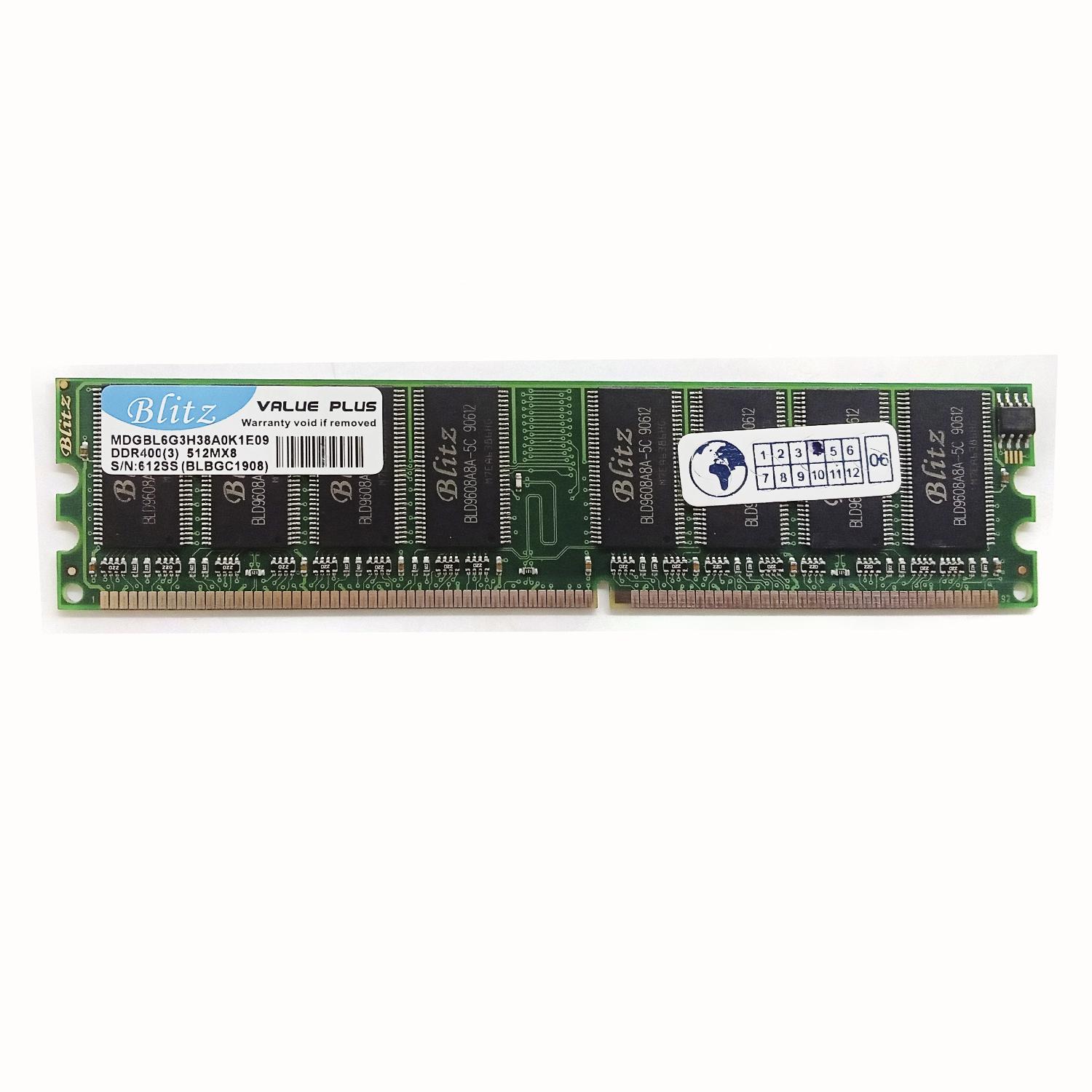 Оперативная память Blitz Value Plus 512MB MDGBL6G3H38A0K1E09 DDR400 (3) 512MX8 б/у