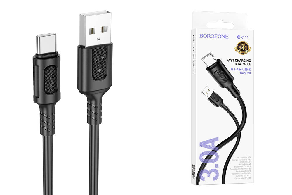 Кабель USB - USB Type-C BOROFONE BX111, (черный) 1м