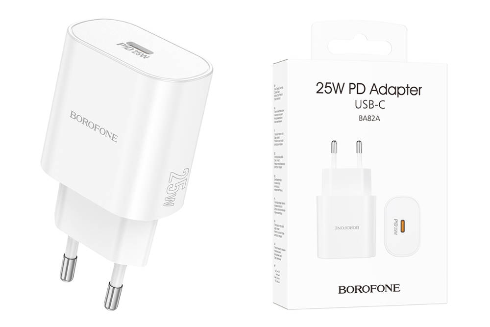 Сетевое зарядное устройство USB-C BOROFONE BA82A Platinum PD 25W (белый)