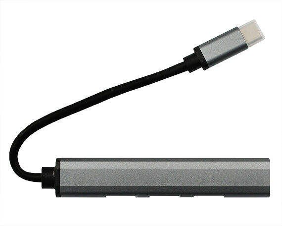 USB HUB Kstati U4-C 4 в 1 Type-c серый