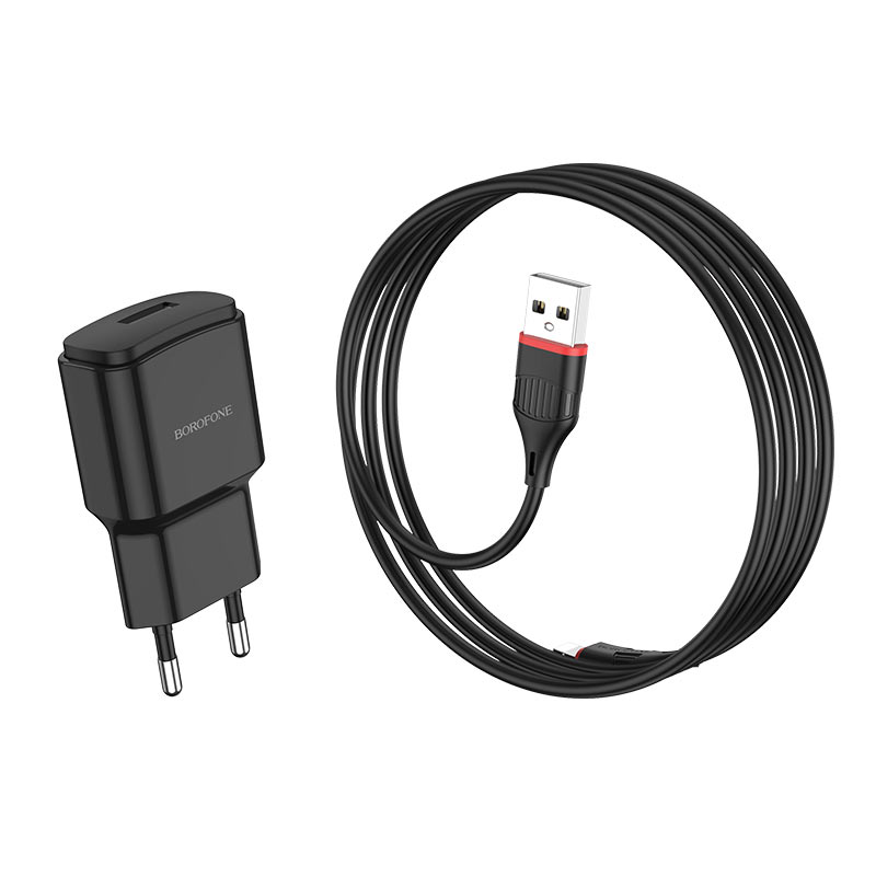Сетевое зарядное устройство USB BOROFONE BA48A Orion single port 2100mAh (черный)