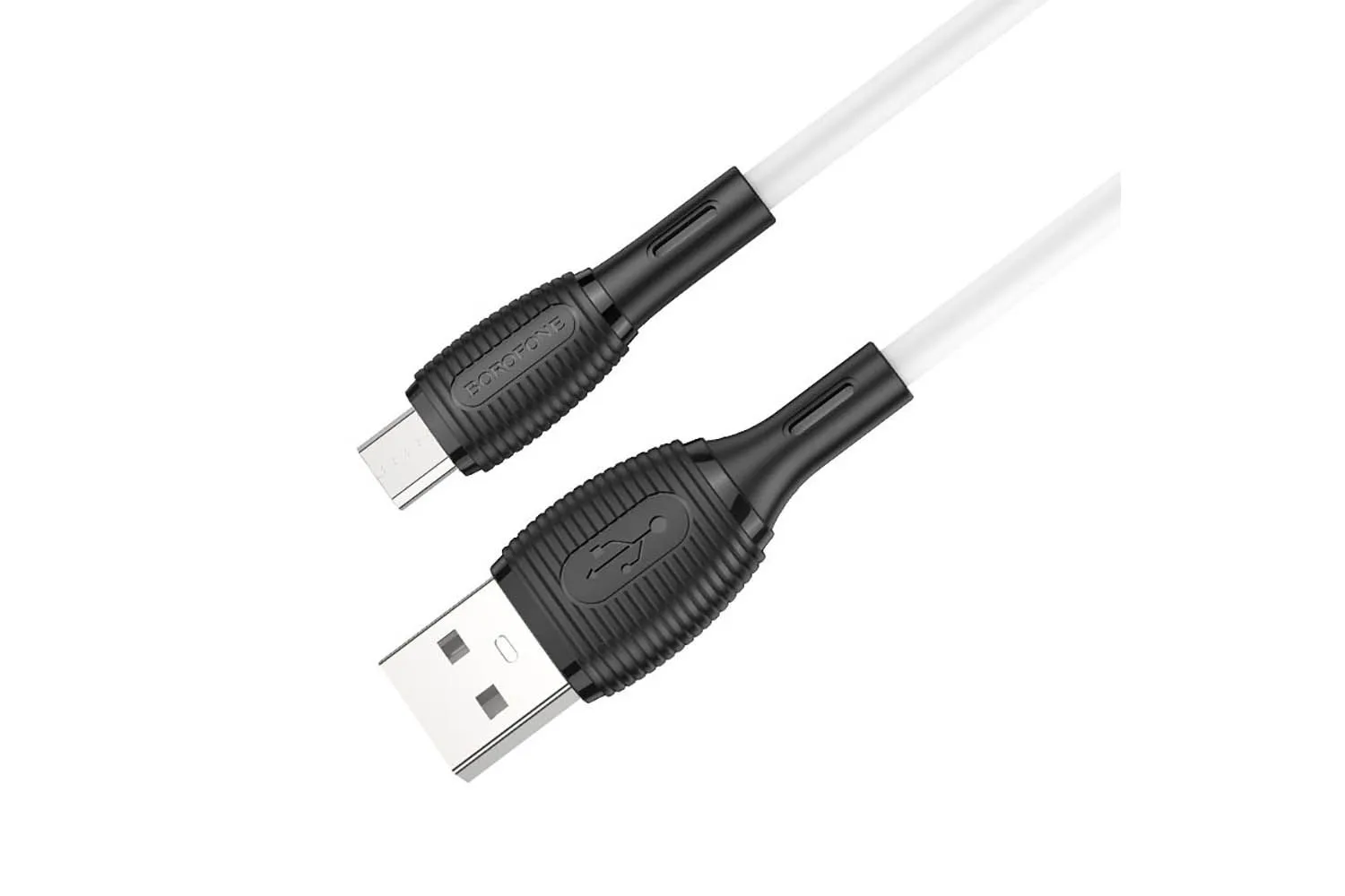 Кабель USB - MicroUSB BOROFONE BX86 cиликоновый 2,4A (белый) 1м