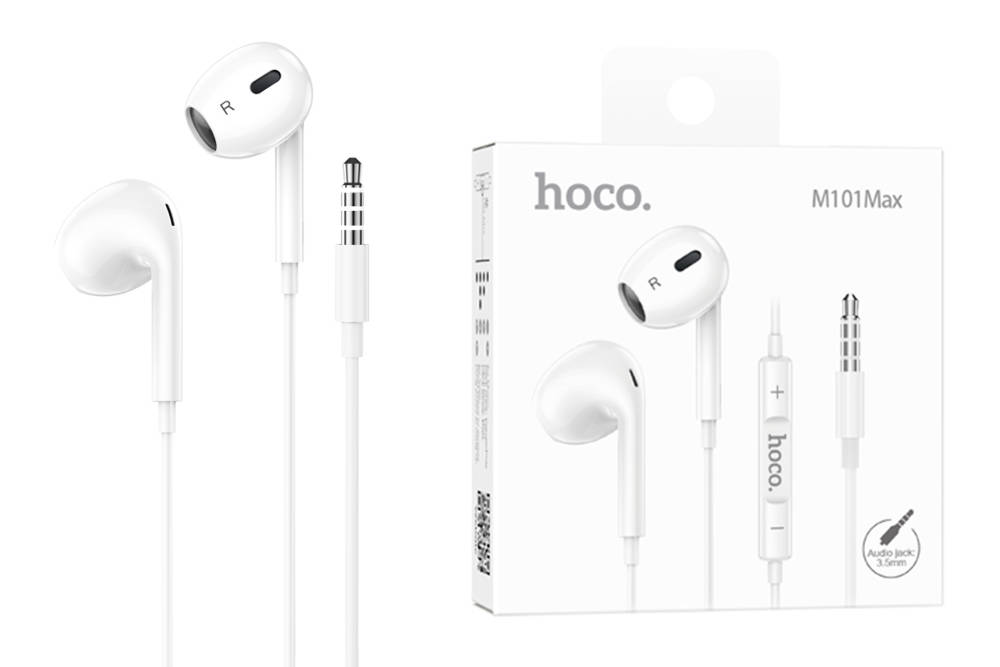 Наушники вакуумные проводные HOCO M101 Max Crystal grace wire-controlled earphones  (белый)